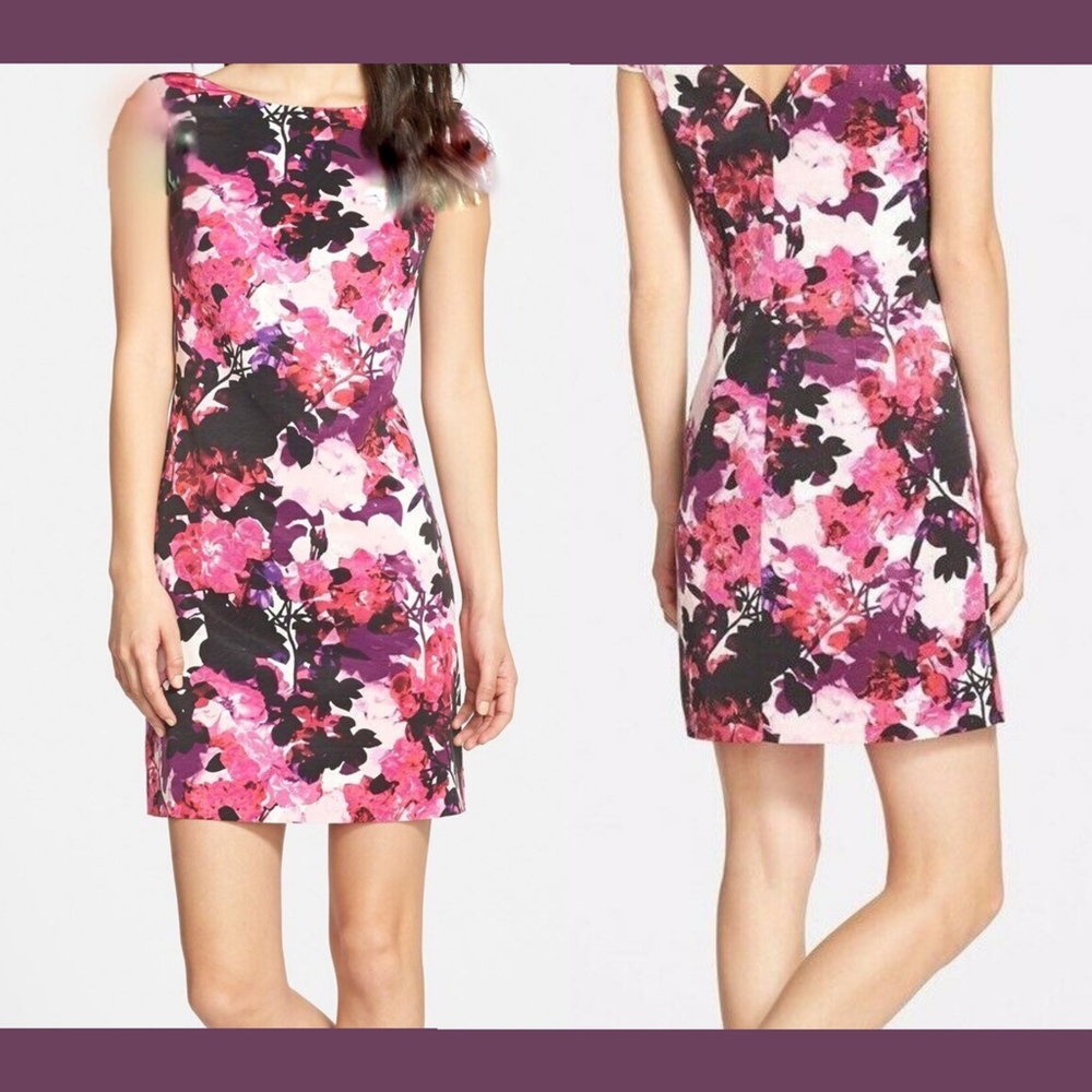 NWT $138 Eliza J Floral‎ Print Faille Sheath Sleeveless Dress [SZ 14 ]